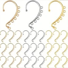 30pcs 3 Colours Ear Cuffs Earrings Supplies For Non Piercing Ear Wraps Earrings Clip On Ear With 7 Holes For DIY Non Piercing Earrings Jewelry Making