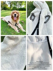 1 Miếng ngẫu nhiên Dày Plush ấm áp Áo vest , Phải có Đối với Các hoạt động ngoài trời Với Chó to - Màu be - Xem 3