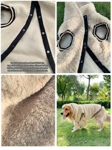 1 Miếng ngẫu nhiên Dày Plush ấm áp Áo vest , Phải có Đối với Các hoạt động ngoài trời Với Chó to - Màu be - Xem 4