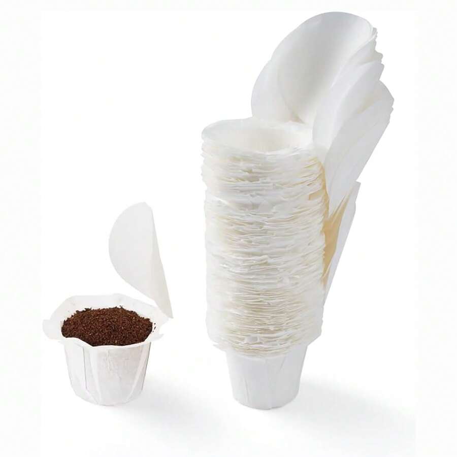 Disposable Paper Coffee Filters with Lid, K Cup Paper Filters for