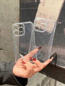 2pcs/Set Clear Phone Case With Straight Edge Compatible With IPhone - Clear - View 3