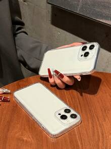 2pcs/Set Clear Phone Case With Straight Edge Compatible With IPhone - Clear - View 2