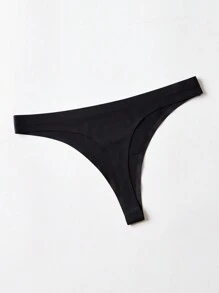 6pcs Women's Seamless Ice Silk Thong Underwear For Sports, Breathable, Quick-Drying - Black - View 5