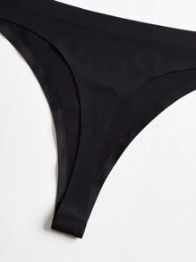 6pcs Women's Seamless Ice Silk Thong Underwear For Sports, Breathable, Quick-Drying - Black - View 6