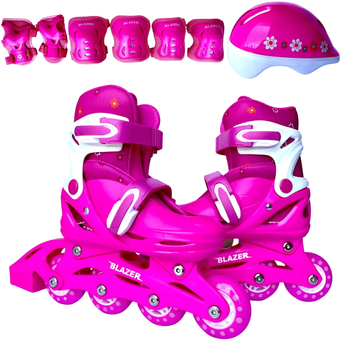 Patinetas en línea ajustables para niños con luz en las ruedas, juguetes acuáticos adecuados para juegos y fiestas en la piscina - Rosa Fucsia - Ver 1