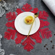 1 件鏤空雪花設計 Pvc 餐墊,耐熱,防滑,裝飾桌墊,ins 風格,金色 - 金色 - 查看 4
