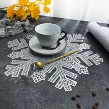 1 件鏤空雪花設計 Pvc 餐墊,耐熱,防滑,裝飾桌墊,ins 風格,金色 - 金色 - 查看 5