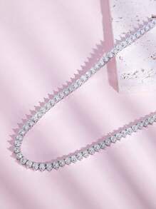 1 pieza de collar de tenis clásico, de moda y versátil con circonia cúbica brillante, disponible en 16/18/20/22/24 pulgadas y diseñado para mujeres