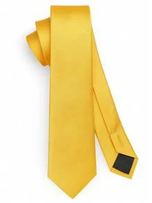 1條男士6cm亮黃色領帶,時尚休閒細身領帶,適用於婚禮和派對 - 黃色 - 查看 2
