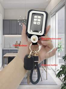 Universal Remote Key Protector Leopard Print Key Case For Car Keys Of Buick Audi  BMW Fiat - Black - View 3