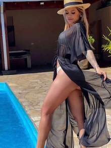 Women Kimonos - 黑色 - 查看 2