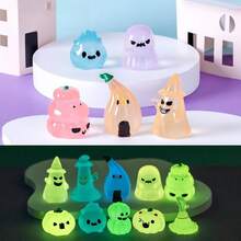 6入組發光萬聖節裝飾,創意可愛鬼魂南瓜微景觀,diy汽車桌面裝飾,萬聖節生日節日禮物,辦公桌和辦公桌發光裝飾品