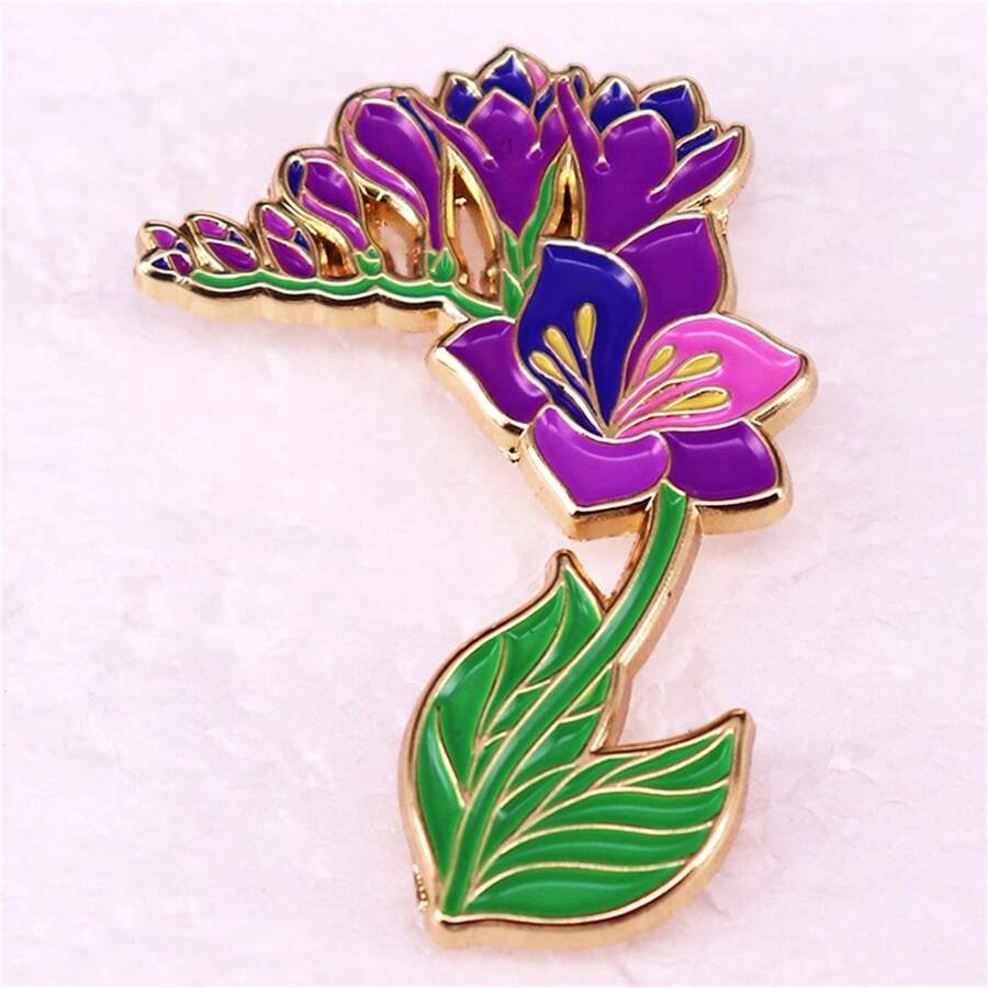 紫色花襟花, 鳶尾花胸針,金屬製的針可以用來固定在女士服裝上,是節日禮物的好選擇