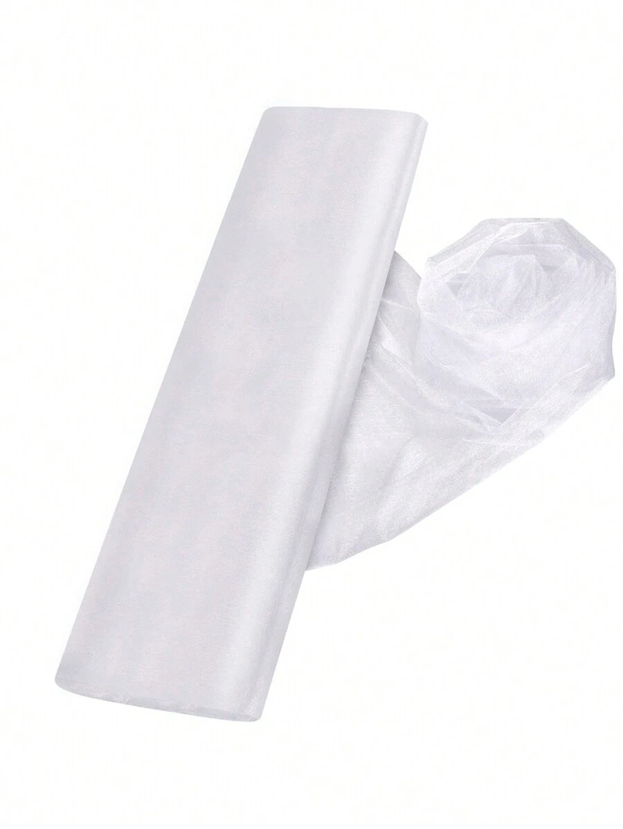 2件/套 10米 白色透明背景布，现代雪花纱户外派对装饰椅面装饰婚礼生日派对横幅 - 白色 - 查看 1