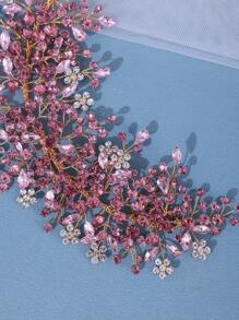 1 件女士优雅水钻头带手工奢华发饰适合派对、婚礼、新娘、公主、生日礼物皇家头饰情人节 - 淡紫色 - 查看 3