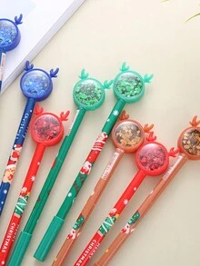 4入組創意聖誕麋鹿閃爍圆珠笔,可愛卡通聖誕設計,0.5mm筆芯書寫流暢,是聖誕禮物和文具用品的理想選擇