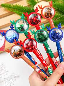 4入組創意聖誕麋鹿閃爍圆珠笔,可愛卡通聖誕設計,0.5mm筆芯書寫流暢,是聖誕禮物和文具用品的理想選擇