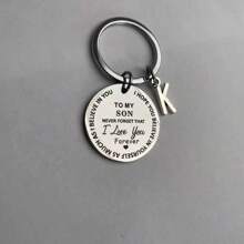 1 件 SON 首字母 A-Z 吊坠钥匙圈圆形不锈钢激光雕刻爱心个性化钥匙扣，适合儿子或女儿 - 完美的返校生日或圣诞节礼物汽车配件可爱哥特 Y2k - 兒子 - 查看 5