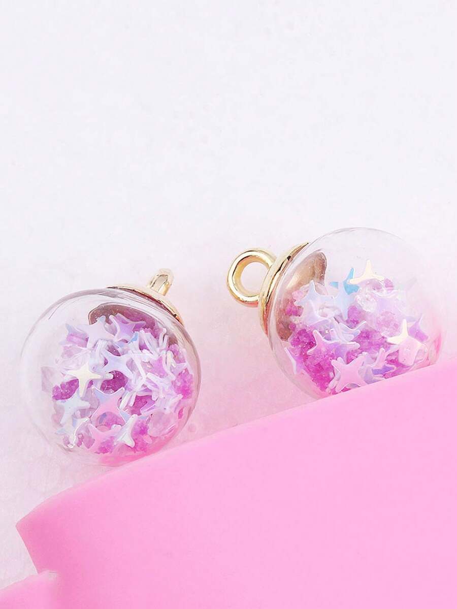 Tím Tóc Sáng Hình ngôi sao Bóng thủy tinh DIY Làm đồ trang sức Vật rủ xuống Đối với Hoa tai , Dây chuyền Hoặc Móc khóa Trang trí - Màu tím - Xem 1