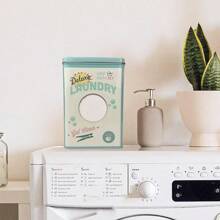 1 Pieza Caja De Almacenamiento Sellada De Hierro De Gran Capacidad Para Detergente De Lavandería Con Tapa Y Asa - Cartas de lavandería - Ver 6