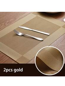 2pcs Solid Color Living Room Heat Insulation Pad, Non-slip And Dustproof Table Placemat - Multicolor - View 1