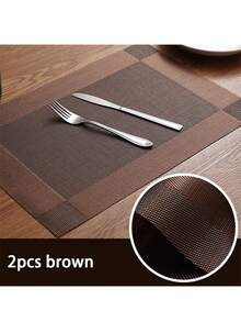2pcs Solid Color Living Room Heat Insulation Pad, Non-slip And Dustproof Table Placemat - Multicolor - View 2