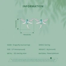 bamoer 1對925銀蝴蝶耳釘小巧的蜻蜓耳環,不過敏鍍白金珠寶,女性專用