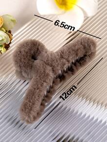 4 件各式各样的毛绒发夹，优雅休闲日常女士发夹 - 彩色 - 查看 3