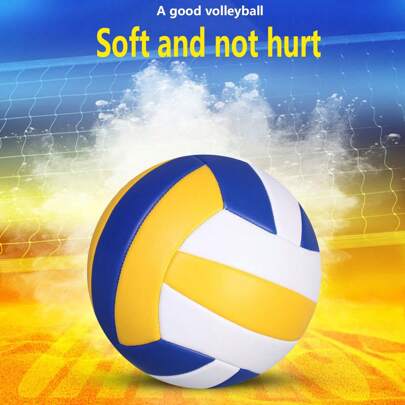 1pc White/yellow/blue Thickened Soft Skin Volleyball, Inflatable Hard Volleyball