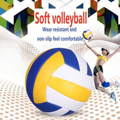 1pc White/yellow/blue Thickened Soft Skin Volleyball, Inflatable Hard Volleyball