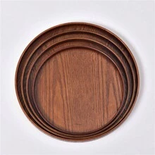 白蜡木圆形托盘，多用途，适用于婚礼、毕业典礼、居家和办公室，有多种尺寸和颜色可供选择 - 棕色 - 查看 4