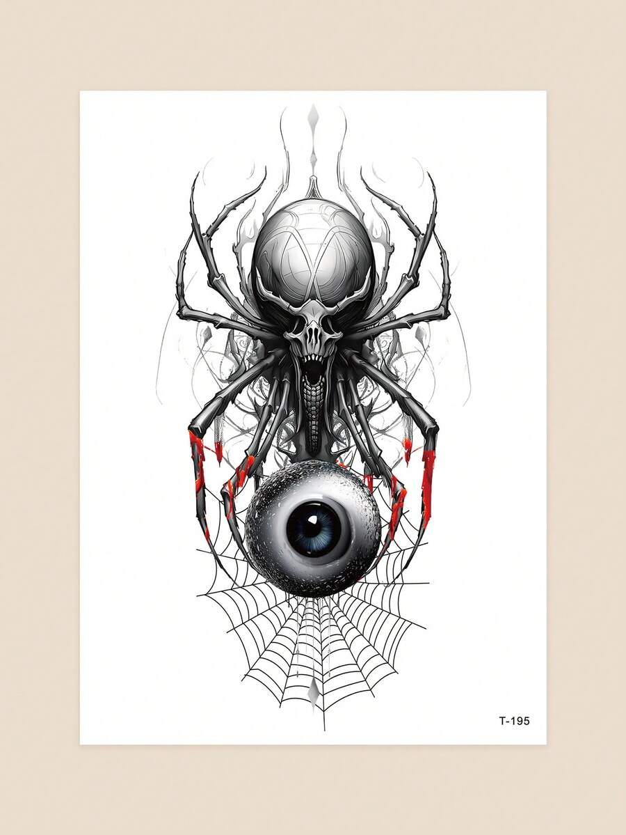 1 Pegatina Temporal Del Tatuaje Araña Para Hombres Y Mujeres, Adecuada Para Brazo, Pierna, Maquillaje Y Uso Único,tatuajes maquina para tatuar tatuajes falsos