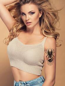 1 Pegatina Temporal Del Tatuaje Araña Para Hombres Y Mujeres, Adecuada Para Brazo, Pierna, Maquillaje Y Uso Único,tatuajes maquina para tatuar tatuajes falsos