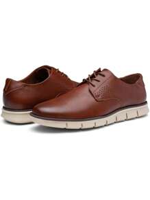 SHOESMALL Men's Casual Business Sneakers Oxford Shoes Non-Slip Retro Classic Comfortable Casual Dress Shoes - AMY9053-紫紅色 - 查看 7