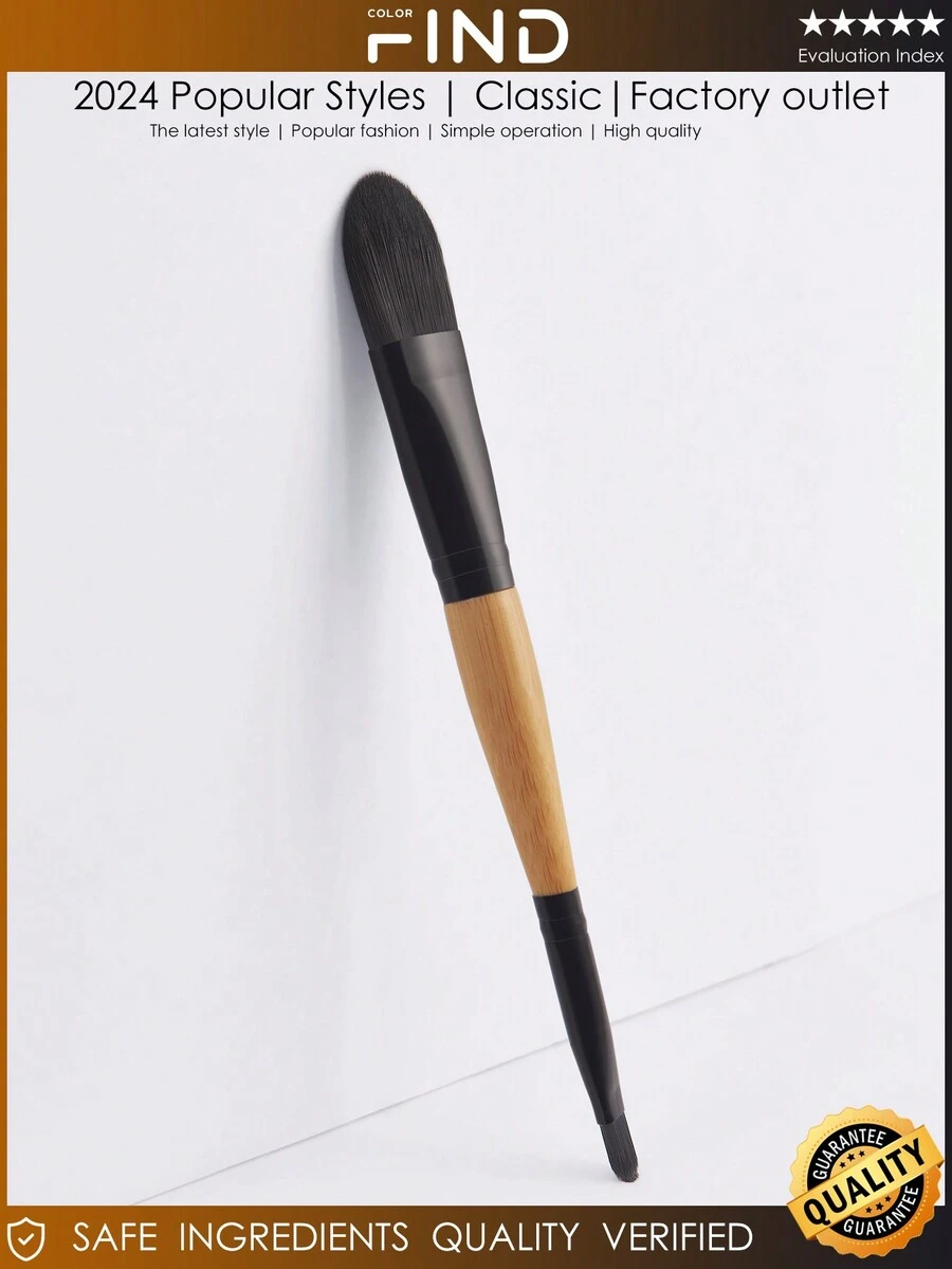 1支棕色大號雙頭粉底刷,可用作面膜刷,遮瑕刷,修容刷,高光刷,指甲清理刷,車輛清潔刷,findcolor品牌
