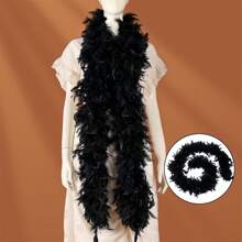 1根2碼80克白色火雞羽毛蟒蛇,diy手工藝品,婚禮、派對、舞會、萬聖節、聖誕節服裝、家庭裝飾 - 黑色 - 查看 1