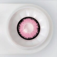 PsEYEche Colored Contacts Lens Multi-pattern 14.0mm 14.2mm 14.5mm 1 Pair Yearly Contact Lenses For Halloween Cosplay - Hồng đen - Xem 2