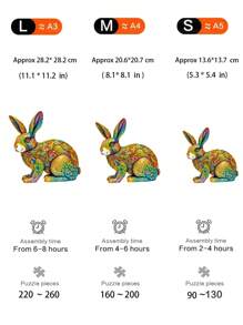 一個可愛的兔子圖案木拼圖,成人緩解壓力玩具,動物形狀的木拼圖適合家庭和朋友,是萬聖節,聖誕節和感恩節的理想禮物