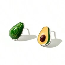 2pcs Fashionable Creative Cute Avocado-shaped Green Fruit Earrings Suitable For Women's Daily Wear