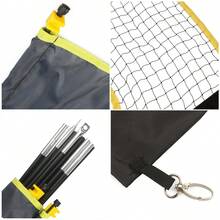 Portable Badminton Net with Stand Carry Bag, Folding Volleyball Tennis Badminton Net – Easy Setup for for Outdoor/Indoor Court, Backyard, No Tools or Stakes Required - 白色 - 查看 3