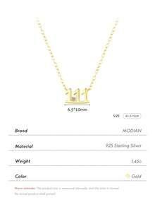 MODIAN 925 Sterling Silver Simple Digit Stackable Fashion Necklaces Gold Color Adjustable Exquisite Pendant For Women Jewelry - Gold - View 5