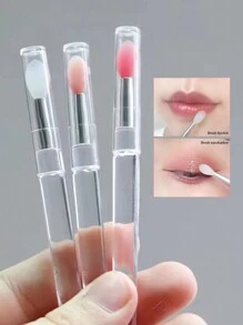 Lip Brush,3Pcs Silicone Covered Lip Brush, Portable Lipstick Brush Cosmetic Brush Makeup Tools