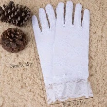 2pcs/set Short Lace See-through Gloves - Multicolor - View 9