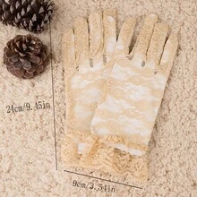 2pcs/set Short Lace See-through Gloves - Multicolor - View 10