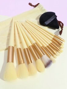 13PCS Makeup Brush Set + 1 Velvet Storage Bag + 1 Powder Puff Professional Beauty Tool Powder Brush Blush Brush Eyeshadow Brush Full Set Convenient Storage Makeup Brushes,Brush Set,Makeup Brush Kit,Make Up Brush Set,Make Up Set Complete,Makeup Brush Set,Complete Makeup Kit,Brush Kit,Brushes Makeup Set,Makeup Gift Set,Set - Yellow - View 1