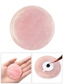 HMQ beauty Porta Pegamento De Pestañas, Paleta Adhesiva Redonda De Piedra De Jade, Soporte De Pegamento De Piedra Para Herramientas De Maquillaje De Extensión De Pestañas - Rosa - Ver 2