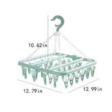 1pc Blue Plastic Sock Hanger With 32 Clips, Large Capacity - Blue - View 6