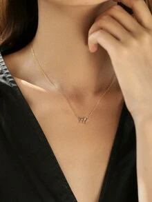 MODIAN 925 Sterling Silver Simple Digit Stackable Fashion Necklaces Gold Color Adjustable Exquisite Pendant For Women Jewelry - Gold - View 4