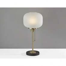 Hazel Table Lamp, Antique Brass - White - View 5