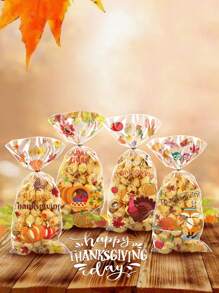 50 件/組四合一感恩節透明 Opp 糖果袋,適用於餅乾、餅乾、糖果、巧克力和其他食品和烘焙用品